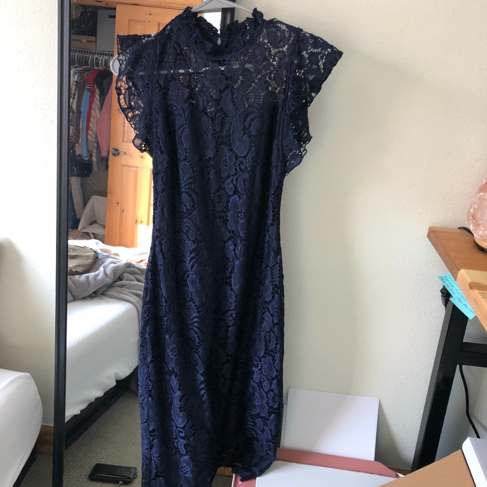 Stunning lace navy formal dress